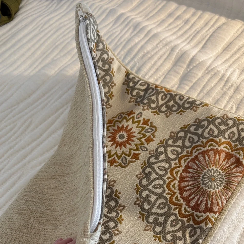 Elegant Gray and Rust Accent Pillow Covers w/zippers Set of 2 Upholstery Fabric